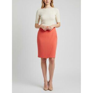 Vibrant Coral Professional Asymmetric Pencil Skirt By Banana Republic